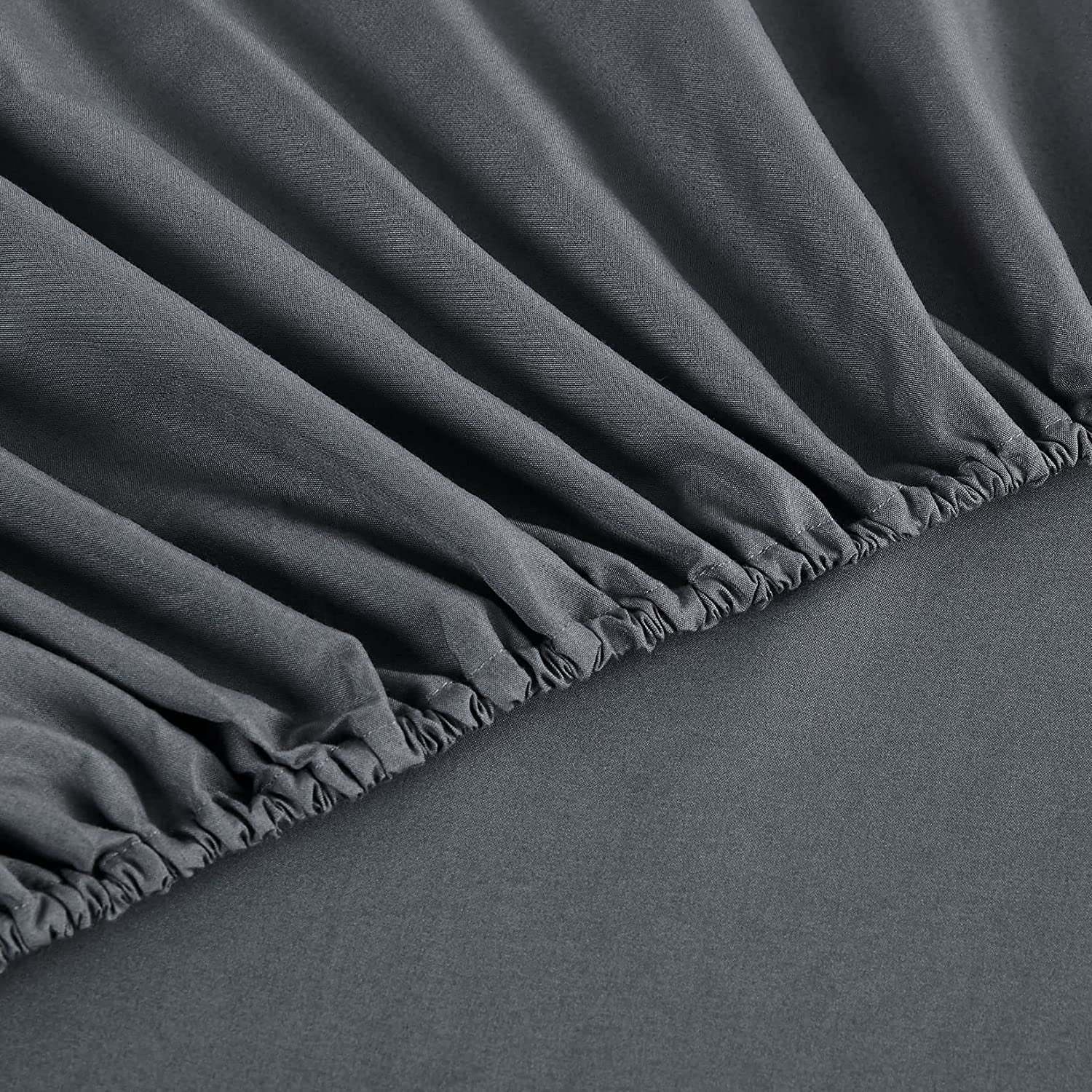 - Grey Fitted Sheet Set, 1000TC Ultra Soft Microfiber, Fitted Sheet & 2 Pillowcases (3Pcs, Queen Size)